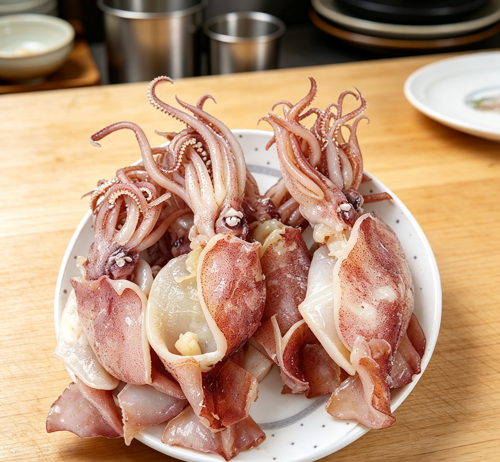 Fresh squid medallions